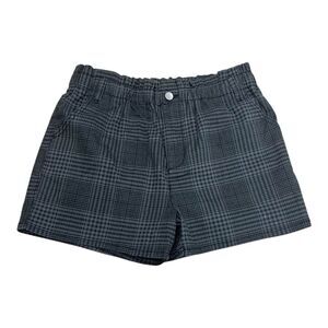 Love, Fire Gray Plaid High Waist Paperbag Shorts Kids XL